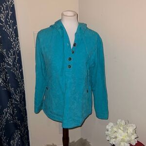Soft Surroundings Forsythia Hooded Paisley Jacquard Top Sz Small